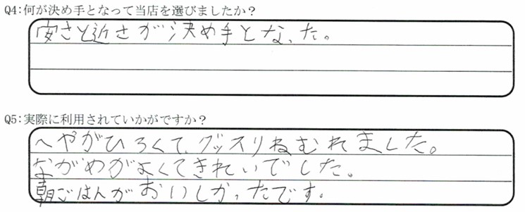 芝政ワールドが目的でご宿泊の口コミ・ご感想