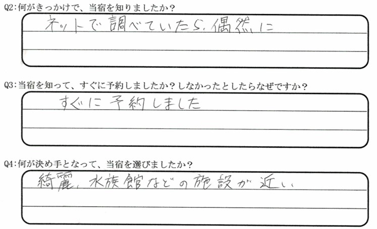 越前松島水族館が目的でご宿泊の口コミ・ご感想