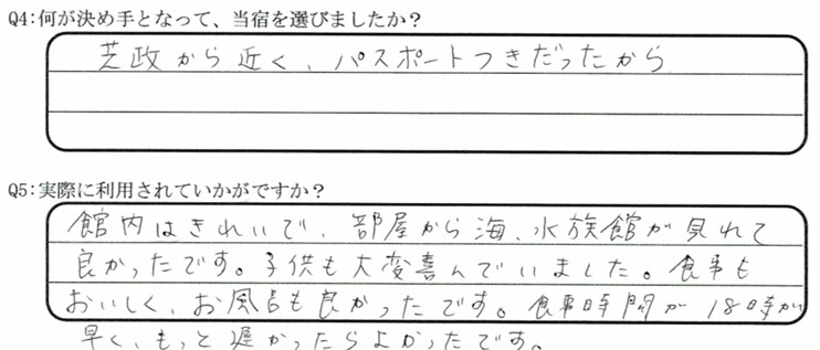 越前松島水族館が目的でご宿泊の口コミ・ご感想