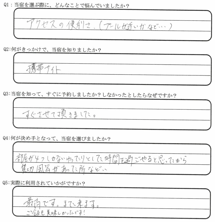 芝政ワールドが目的でご宿泊の口コミ・ご感想